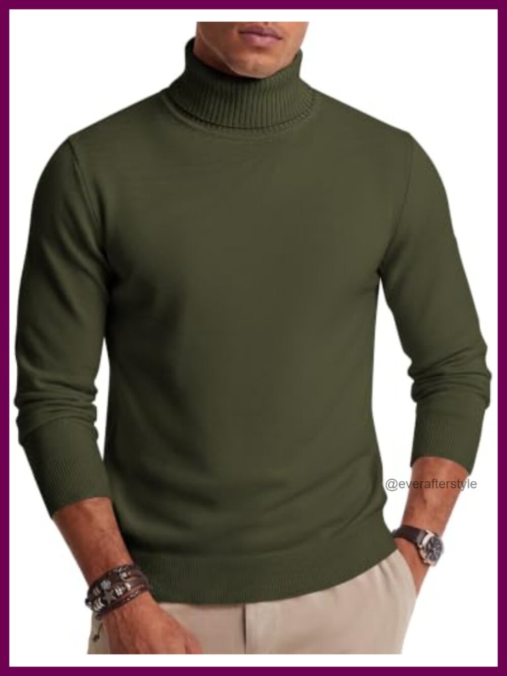 Men's Knitted Turtleneck Pullover Sweater Long Sleeve Ribbed Slim Fit Casual